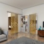 Glasschiebetür SLIM-LINE - Fineprint Modell 065 Gold auf Grauglas