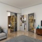 Glasschiebetür SLIM-LINE - Fineprint Modell 103 Gold auf Grauglas Glasschiebetür SLIM-LINE - Fineprint Modell 103 Gold auf Grauglas