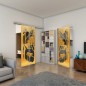 Glasschiebetür SLIM-LINE - Fineprint Modell 110 Gold auf Grauglas Glasschiebetür SLIM-LINE - Fineprint Modell 110 Gold auf Grauglas