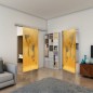 Glasschiebetür SLIM-LINE - Fineprint Modell 120 Gold auf Grauglas Glasschiebetür SLIM-LINE - Fineprint Modell 120 Gold auf Grauglas