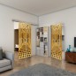 Glasschiebetür SLIM-LINE - Fineprint Modell 181 Gold auf Grauglas Glasschiebetür SLIM-LINE - Fineprint Modell 181 Gold auf Grauglas