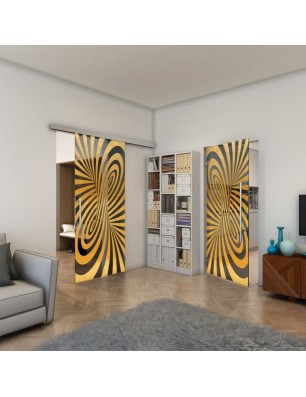 Glasschiebetür SLIM-LINE - Fineprint Model 189 Gold auf Grauglas