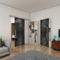 Glasschiebetür SLIM-LINE - Fineprint Modell 197 Schwarz auf Grauglas Glasschiebetür SLIM-LINE - Fineprint Modell 197 Schwarz auf Grauglas