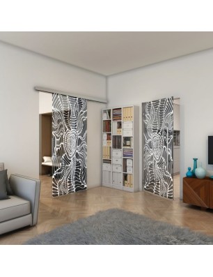 Pendeltür - Fineprint Model 012 Weiss auf Grauglas