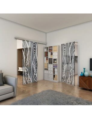 Pendeltür - Fineprint Model 040 Weiss auf Grauglas
