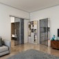 Pendeltür - Fineprint Modell 079 Weiss auf Grauglas
