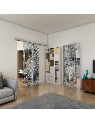 Pendeltür - Fineprint Model 083 Weiss auf Grauglas