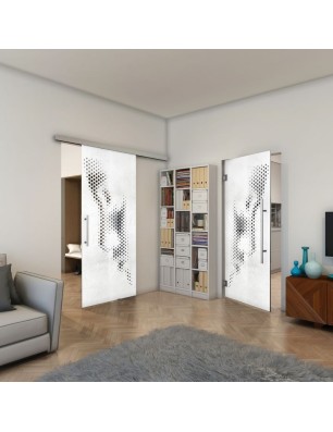 Pendeltür - Fineprint Model 120 Weiss auf Grauglas