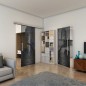 Pendeltür - Fineprint Modell 124 Schwarz auf Grauglas Pendeltür - Fineprint Modell 124 Schwarz auf Grauglas