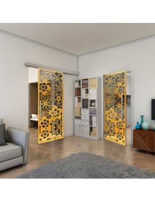 Pendeltür - Fineprint Model 149 Gold auf Grauglas
