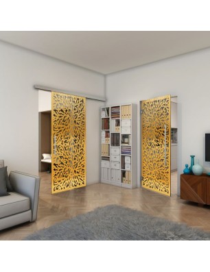 Pendeltür - Fineprint Model 168 Gold auf Grauglas