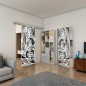 Pendeltür - Fineprint Modell 196 Weiss auf Grauglas Pendeltür - Fineprint Modell 196 Weiss auf Grauglas