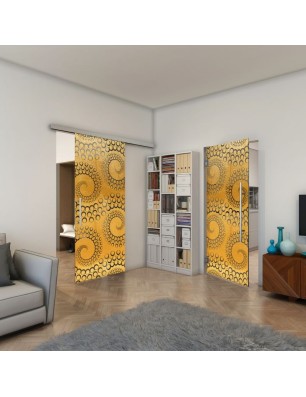 Pendeltür - Fineprint Model 198 Gold auf Grauglas
