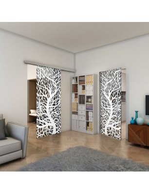 Pendeltür - Fineprint Model 202 Weiss auf Grauglas