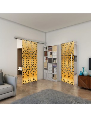 Pendeltür - Fineprint Model 203 Gold auf Grauglas