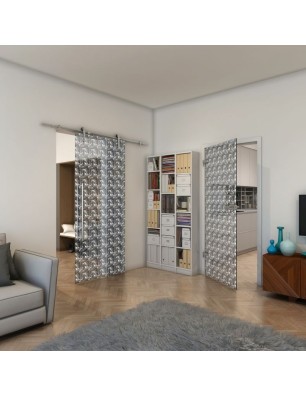 Ganzglastür - Fineprint Model 003 Weiss auf Grauglas