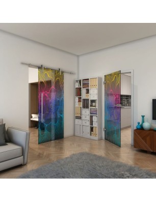 Ganzglastür - Fineprint Model 020 Verlauf auf Grauglas