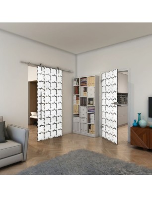 Ganzglastür - Fineprint Model 033 Weiss auf Grauglas