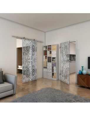 Ganzglastür - Fineprint Model 055 Weiss auf Grauglas