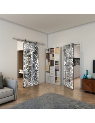 Ganzglastür - Fineprint Model 056 Weiss auf Grauglas