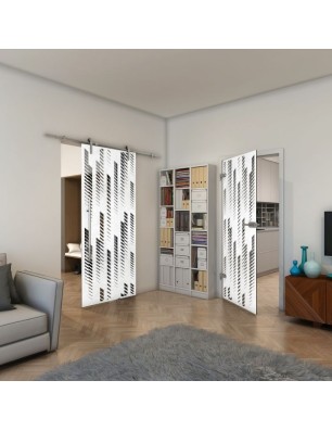 Ganzglastür - Fineprint Model 067 Weiss auf Grauglas