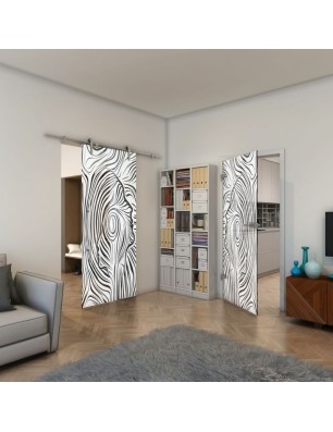 Ganzglastür - Fineprint Model 074 Weiss auf Grauglas