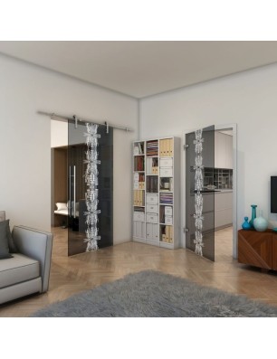 Ganzglastür - Fineprint Model 081 Weiss auf Grauglas