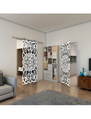 Ganzglastür - Fineprint Model 100 Weiss auf Grauglas