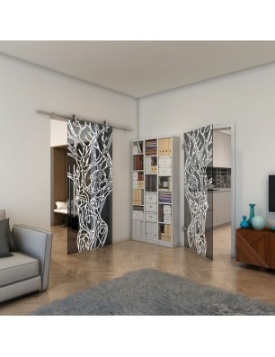 Ganzglastür - Fineprint Model 105 Weiss auf Grauglas