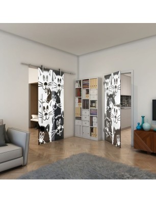 Ganzglastür - Fineprint Model 115 Weiss auf Grauglas