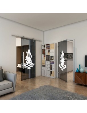 Ganzglastür - Fineprint Model 136 Weiss auf Grauglas