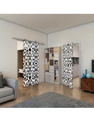 Ganzglastür - Fineprint Model 139 Weiss auf Grauglas