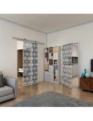 Ganzglastür - Fineprint Model 143 Weiss auf Grauglas