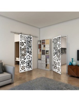 Ganzglastür - Fineprint Model 149 Weiss auf Grauglas