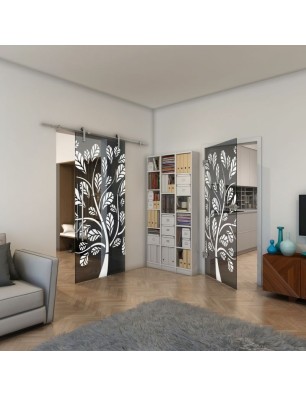 Ganzglastür - Fineprint Model 159 Weiss auf Grauglas