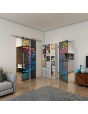 Ganzglastür - Fineprint Model 163 Verlauf auf Grauglas