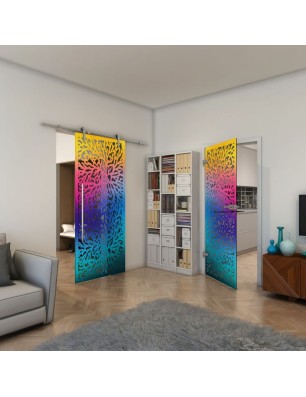 Ganzglastür - Fineprint Model 168 Verlauf auf Grauglas