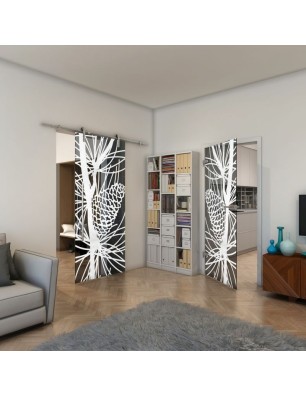 Ganzglastür - Fineprint Model 169 Weiss auf Grauglas