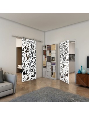 Ganzglastür - Fineprint Model 170 Weiss auf Grauglas