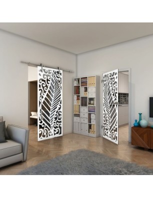 Ganzglastür - Fineprint Model 173 Weiss auf Grauglas