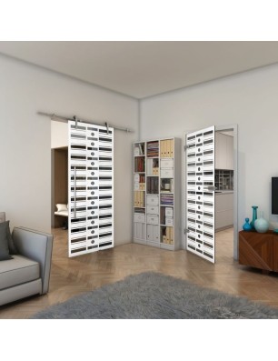 Ganzglastür - Fineprint Model 174 Weiss auf Grauglas