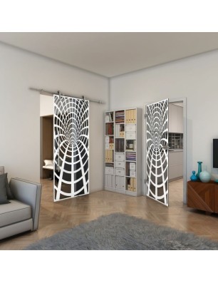 Ganzglastür - Fineprint Model 185 Weiss auf Grauglas