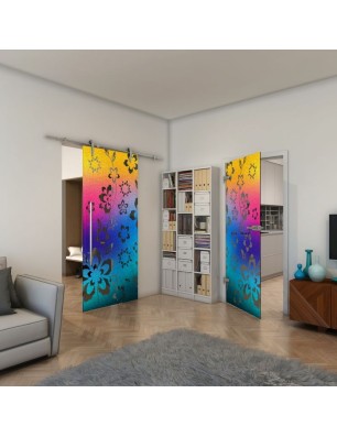 Ganzglastür - Fineprint Model 199 Verlauf auf Grauglas