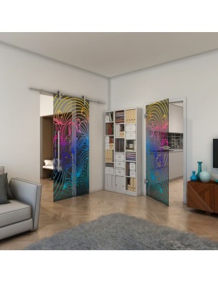 Ganzglastür - Fineprint Model 200 Verlauf auf Grauglas