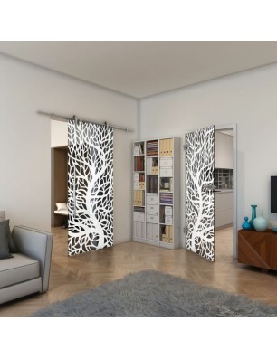 Ganzglastür - Fineprint Model 202 Weiss auf Grauglas