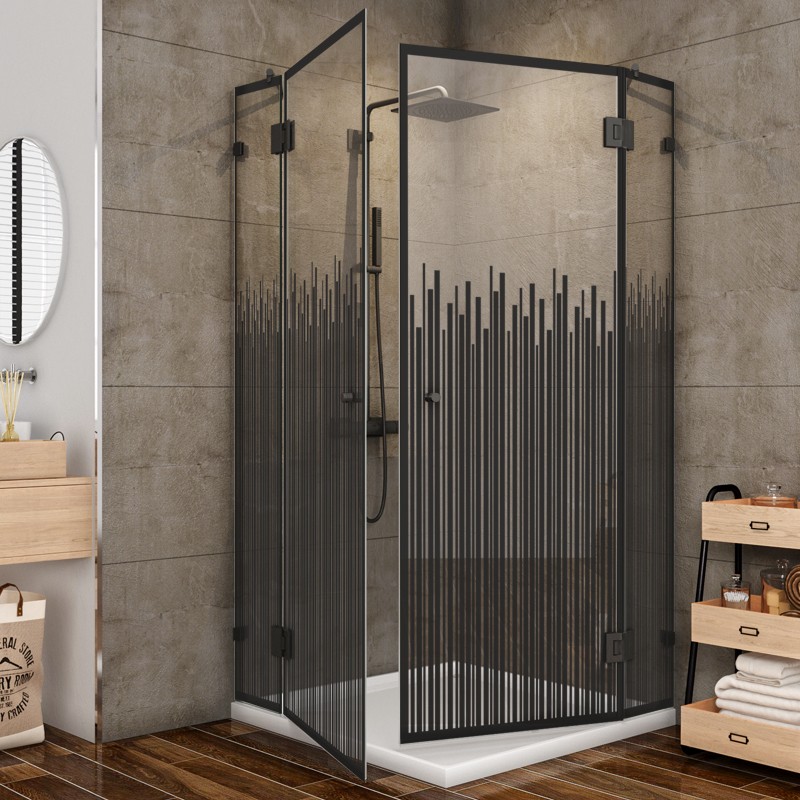 Eck-Duschkabine Bias-06 - Pendelband - Schwarz - Loft 6 Eck-Duschkabine Bias-06 - Pendelband - Schwarz - Loft 6