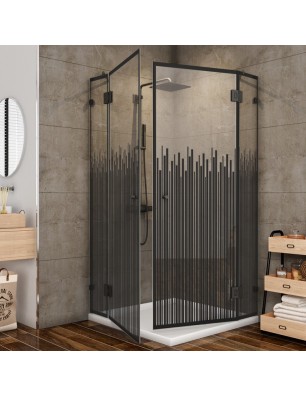 Eck-Duschkabine Bias 06 - Pendelband - Schwarz - Loft 6