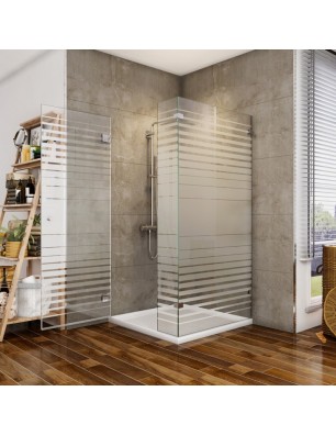 Eck-Duschkabine Borba 07 - aussenöffnend - Chrom - Stripes
