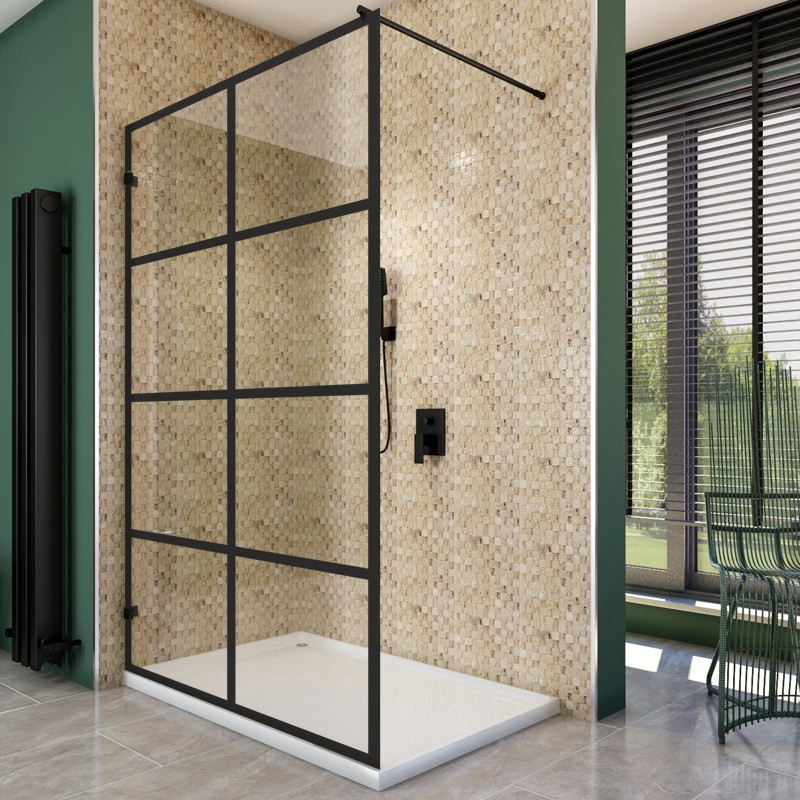 Walk In Dusche - Amora-01 - Duschwand - Schwarz - Loft 2 Walk In Dusche - Amora-01 - Duschwand - Schwarz - Loft 2