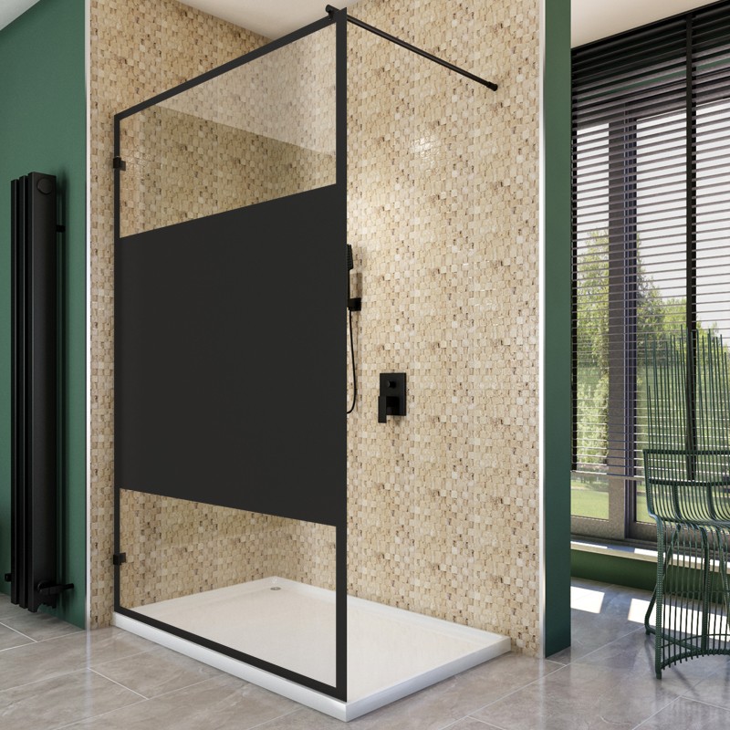 Walk In Dusche - Amora-01 - Duschwand - Schwarz - Loft 3 Walk In Dusche - Amora-01 - Duschwand - Schwarz - Loft 3